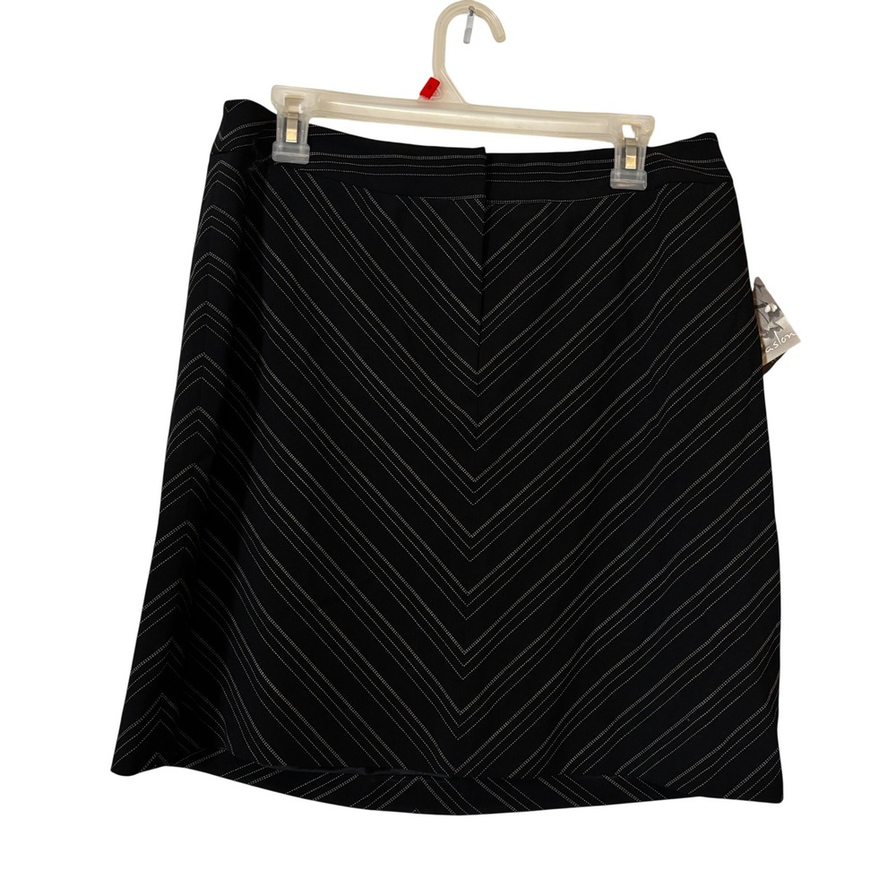 Caslon Women's Skirt Sz 12 NWT Lined Chevron Pattern Black White Nordstrom
